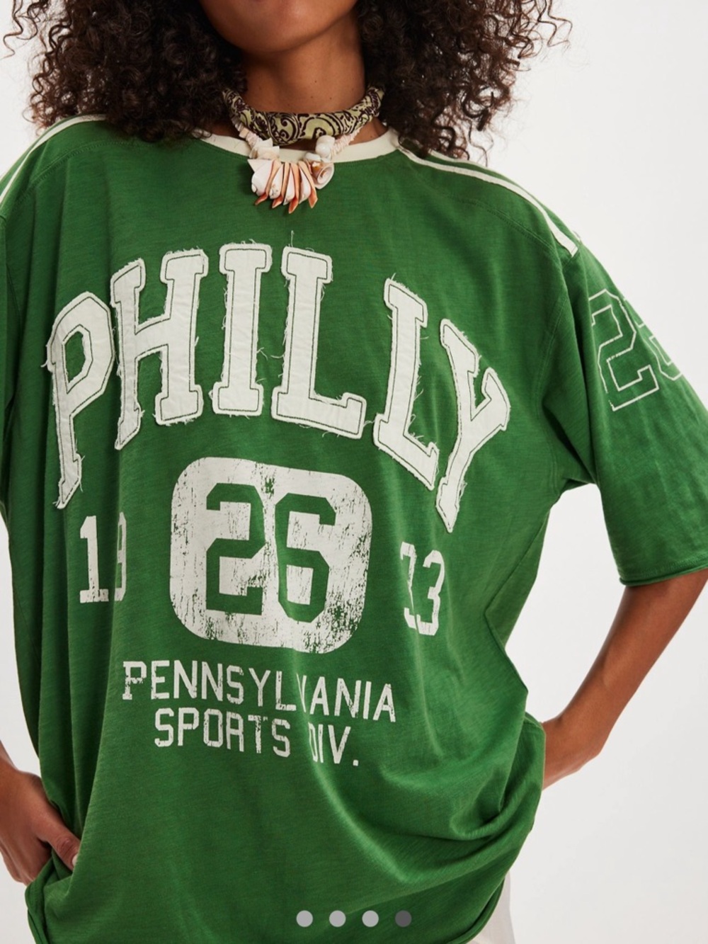 Sunday Market/ Free People green Philly tshirt, XL EUC